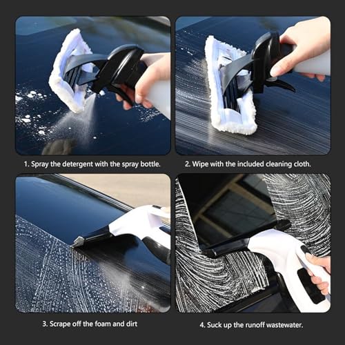 Electric Window Cleaner, Powerful Suction Handheld Window Vacuum Squeegee with Wastewater Collection
