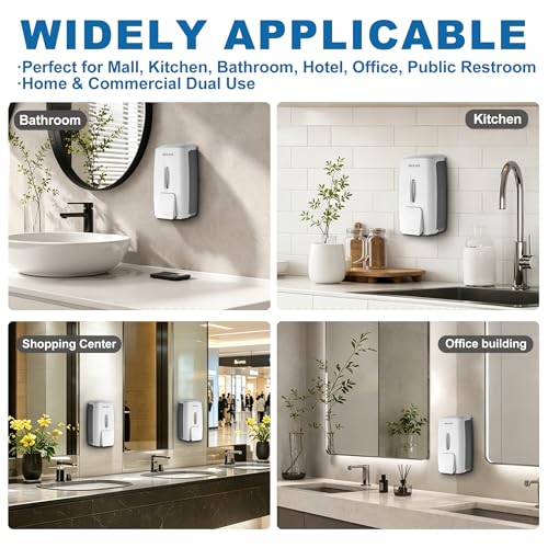 27fl oz Hand Soap Dispenser Wall Mount for Bathroom Kitchen Liquid Sanitizer ABS Plastic White 9088 - color: White