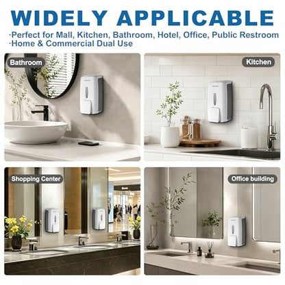 27fl oz Hand Soap Dispenser Wall Mount for Bathroom Kitchen Liquid Sanitizer ABS Plastic White 9088 - color: White