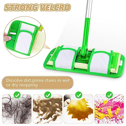 Reusable Mop Pads Compatible with Swiffer Sweeper Mops: Papclean Microfiber Wet Pads Refill Dry Sweeping Cloths Washable Dust Floor Cleaner for Wood Floor Cleaning - 6 Pcs Green - size: 6 Pack
