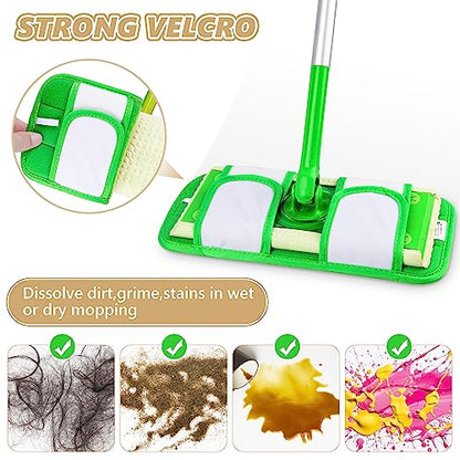 Reusable Mop Pads Compatible with Swiffer Sweeper Mops: Papclean Microfiber Wet Pads Refill Dry Sweeping Cloths Washable Dust Floor Cleaner for Wood Floor Cleaning - 6 Pcs Green - size: 6 Pack