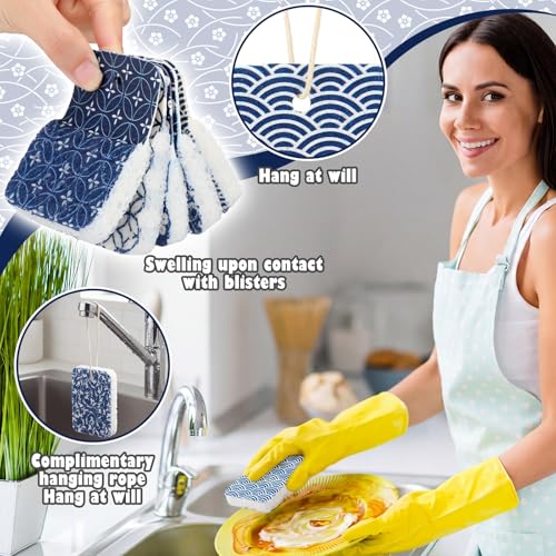 Hahafelt 36 Counts Compressed Cellulose Sponges Bulk Pop up Japanese Pattern Natural Kitchen Compostable Non Scratch Dish Sponges for Washing Dishes, Cleaning Countertop Sink - style: Japanese
