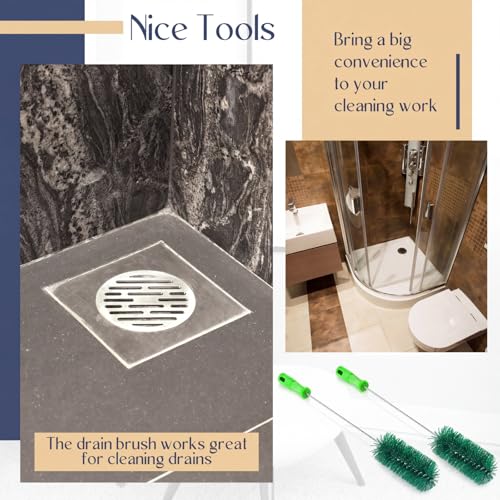 Baderke 2 Pieces Drain Brush Pipe Cleaning Tube Brushes 19.7 Inch Plastic Shower Pipe Flexible Cleaning Tool (Green,19.7 x 2.4 Inch) - color: Green, size: 19.7 x 2.4 Inch