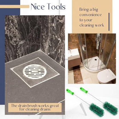 Baderke 2 Pieces Drain Brush Pipe Cleaning Tube Brushes 19.7 Inch Plastic Shower Pipe Flexible Cleaning Tool (Green,19.7 x 2.4 Inch) - color: Green, size: 19.7 x 2.4 Inch