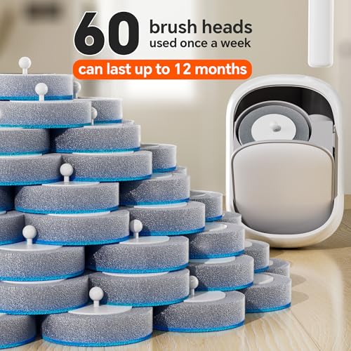 CTIME Disposable Toilet Brush Family Set Includes 60 Brush Heads, a Stylish Brush Handle, an Automatically Opening Replacement Brush Head Storage Box. Suitable for Bathrooms, Toilets and RVs - size: 1 wand + 60 heads