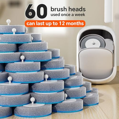 CTIME Disposable Toilet Brush Family Set Includes 60 Brush Heads, a Stylish Brush Handle, an Automatically Opening Replacement Brush Head Storage Box. Suitable for Bathrooms, Toilets and RVs - size: 1 wand + 60 heads