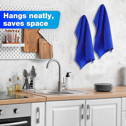 Nuenen Microfiber Cleaning Cloths for Cars 16 x 16 Inch Ultra Absorbent Car Towels Drying Reusable Cleaning Supplies House Kitchen Window Microfiber Towel(Blue,60 Count) - color: Blue