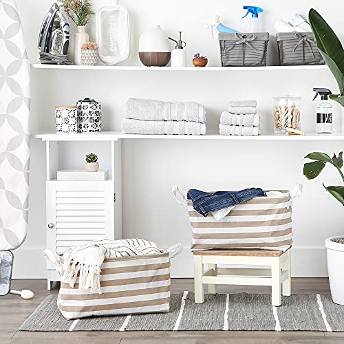 DII Laundry Storage Collection, PE Coated Collapsible Bin with Handles, Stone Stripe, Large Set, 10.5x17.5x10" - color: Stone Stripe, size: Large Set, 10.5x17.5x10"