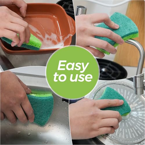 6-Pack Non-Scratch Kitchen Sponges – Durable Dish Sponges for Dishes, Pots, and Pans, Perfect for Cleaning Stainless Steel, Dishwashing, and More, Green - color: Green