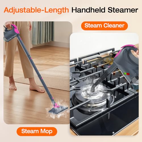 Steam Cleaner, 10-in-1 Steam Mop with Detachable Handheld Steamer, 320ml Water Tank, 10s Fast Heating, Portable Steamer for Kitchen, Floor, Tiles, Window, BBQ Grill, Car - color: Mist Gray
