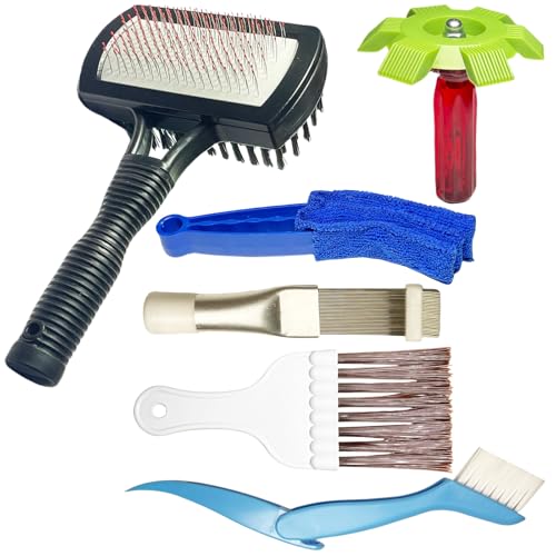 6-Piece Air Conditioner Fin Cleaning Kit HVAC Coil Cleaning Tool Set with Fin Comb Straightener Dual-Sided Microfiber Brushes Deep Cleaning Maintenance for AC Radiator, Vents, Evaporator Coils