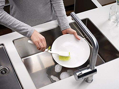 Joseph Joseph Edge Dish Brush with Integrated Sink Rest, Green - color: Green