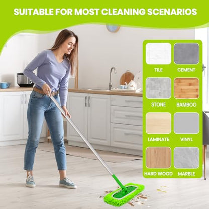 8 Pack Chenille Mop Pads, Reusable Mop Refills for 10''–12'' Flat Mops, Washable Wet & Dry Pads for Hard Floors, Compatible with Swiffer Sweeper Mops