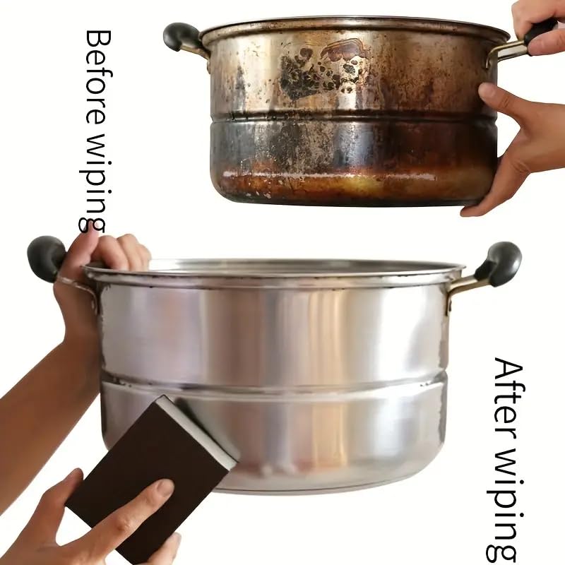 Sponge Brush Brown - Heavy Duty Non-Electric Scale and Rust Removal Brush, Suitable for Kitchen, Bathroom, Toilet, Floor and Outdoor Cleaning 2Pcs