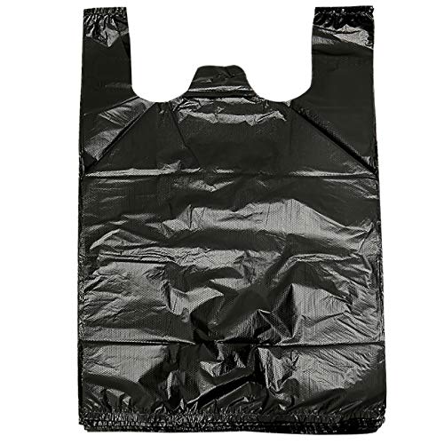 YYaaloa 100 pcs Black Trash Bags with Handles - 14x22 Super Thick 1.8mil Plastic Rubbish Bags for Office, Picnic, Kitchen, Bulk Use