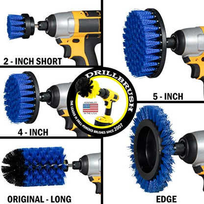 Grout Cleaner Kit - Bathroom Drill Brush Attachment Set - Household Cleaning Supplies - Shower Cleaner - Tub Scrubber - Toilet Brush - Spotless Tiles - Power Scrubbing Nylon Bristles - color: Blue