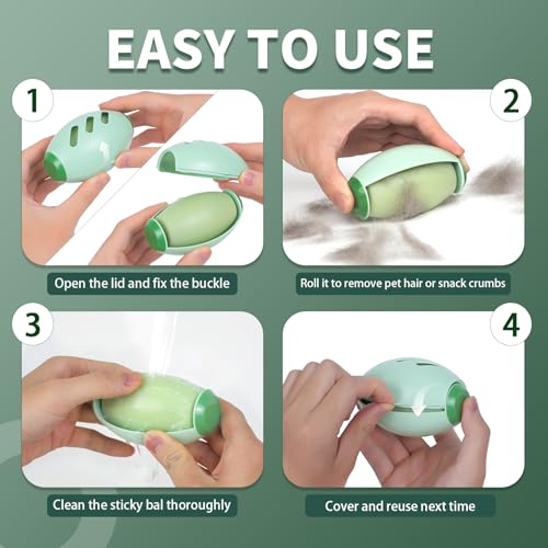Reusable Lint Roller for Pet Hair, Extra Sticky Lint Roller for Clothes, Portable Washable Mini Lint Roller, ForestGreen-MediumAquamarine, 2.539in*3.9in