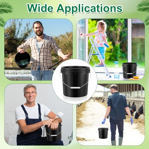 Tioncy 10 Pcs 2 Gallon Plastic Bucket with Lid Heavy Duty 2 Gallon Bucket Pail with Lid Handle for Storage Container Home Household Cleaning (Black) - color: Black