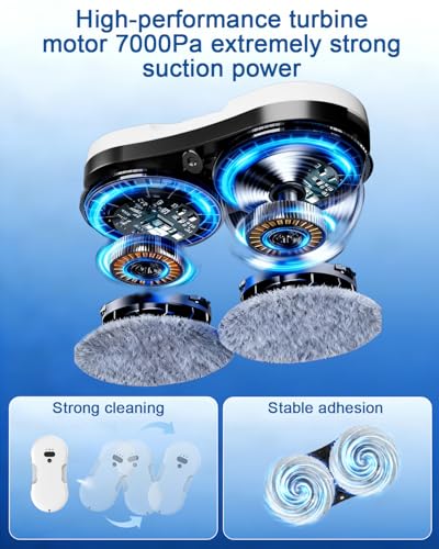 Window Cleaning Robot, Automatic Window Cleaner Robot with Dual Spray, Edge Detection, Intelligent Path Planning, 3000pa Strong Suction, Anti-Drop Protection for Glass