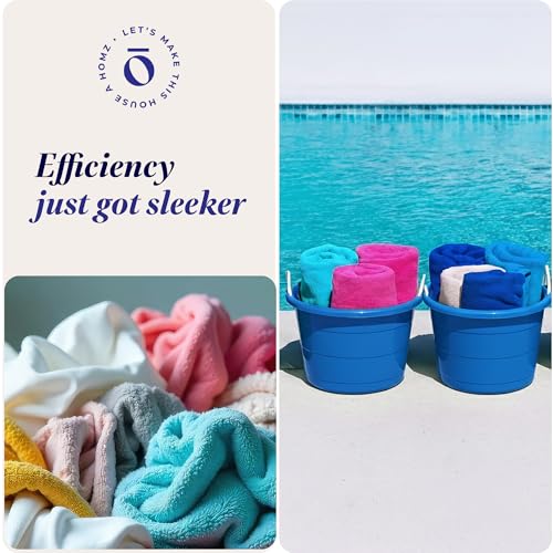 Homz 2 Pack of 17 Gallon Storage Buckets, Durable Plastic Containers, Sturdy Rope Handles, Large Tubs for Sports Equipment, Party Cooler, Gardening, Toys and Laundry, Blue - color: Cobalt Blue