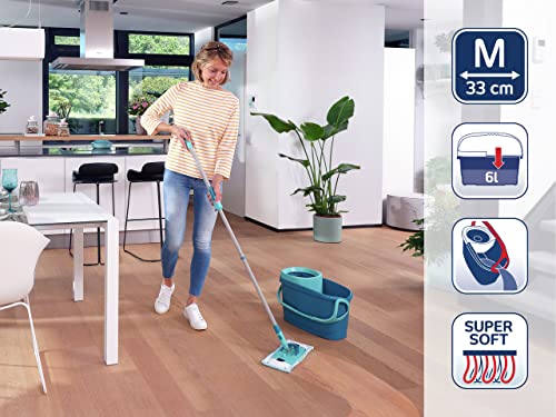 Leifheit Clean Twist Ergo 2.0 Flat Mop Set with Power Cleaner, Floor Mop with Microfibre Cover for Mist Cleaning on Laminate and Tiles, Mop with Spin Technology - size: + Kraftreiniger