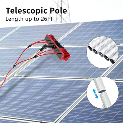 DYRABREST Water Fed Pole Kit Window Cleaning Brush Outdoor Window Glass Solar Panel Cleaning Extendable Telescopic Pole Water Fed Brush Spray Washer (US Stock)