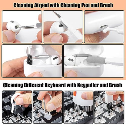 walrfid Laptop Phone Screen Cleaner Kit, Computer Keyboard Brush Cleaning Spray for iPhone AirPods MacBook iPad, 20-in-1 Electronic Device Clean Tool for Camera Earbud Car Screens (White) - color: White