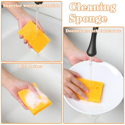 15Pcs Cellulose Sponges Kitchen Reusable Compressed Sponges Kitchen Sponge for Cleaning (5 Colors)