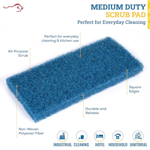 KLEEN HANDLER Medium Blue Cleaning Pad | Medium Duty Scrub, Eco-Friendly, General Cleaning (Pack of 20) - color: Blue, size: Pack of 20