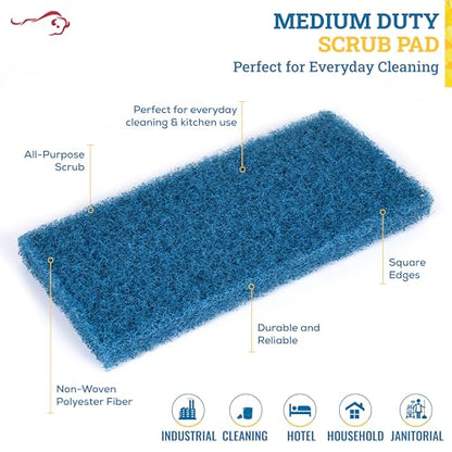KLEEN HANDLER Medium Blue Cleaning Pad | Medium Duty Scrub, Eco-Friendly, General Cleaning (Pack of 20) - color: Blue, size: Pack of 20