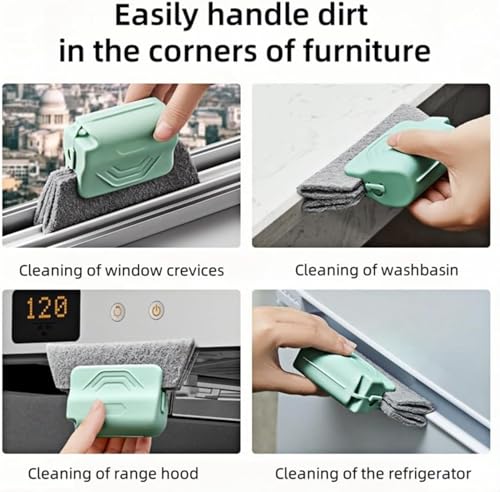 Magic Window Track Cleaner, Window Groove Cleaning Brush Tool Set, Handheld Cleaning Brushes for Window Slides Gaps Tile Lines Shutters and Car Vents, 5.31 x 3.35 x 1.18 Inches (Pink 3) - color: Pink 3