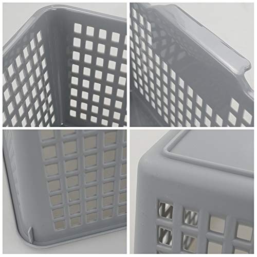 3-pack Large Plastic Storage Basket Bins, Grey Baskets for Organizing - color: Grey