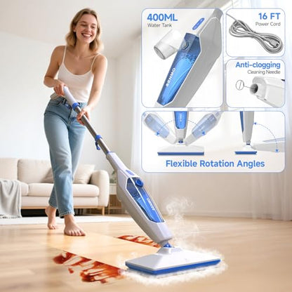 Steam Mop, 14-in-1 Detachable Steam Cleaner for Home and Floor, 1300W 228°F Deep Cleaning MultiPurpose Floor Steamer with 14 Attachments