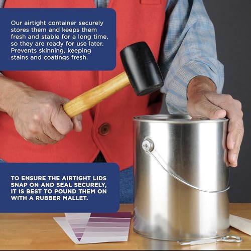 Master Elite 1 Gallon Unlined Empty Metal Paint Can Bucket with Lid, Bail Handle - Triple Tight Seal, 128 fl. oz. Steel Coating Storage Container Tin - Store Leftover Oil-Based Paint, Automotive, Art - size: 128-Fl Oz (Pack of 1)