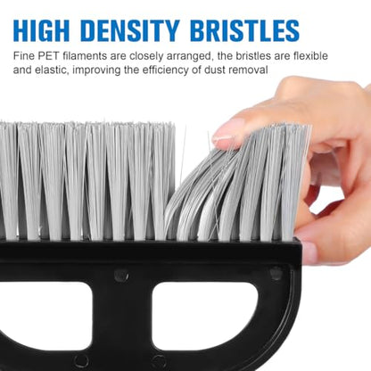 Ipetboom 2 Sets Mini Dustpan and Brush - Hand Held Broom and Dust Pan Combo Compact Nesting Design for Home Cleaning Desks Keyboard Drawers Pet Rooms Desktop Sofa Vehicle - Black 8.45x6.29x0.79in