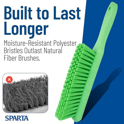SPARTA 8 Inch Soft Counter Brush with Polyester Bristles and 5 Inch Handle, Color Coded Handheld Broom for Tables Countertops and Foodservice Surfaces, 13 Inch Overall Length, Lime - color: Lime