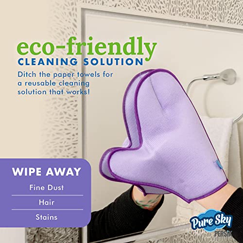 persik Pure-Sky Microfiber Glass Cleaning Glove - Just Add Water, No Detergents - Streak-Free Window Cleaner for Windows, Mirrors, Shower Doors & Car Glass - style: Window and Glass Glove