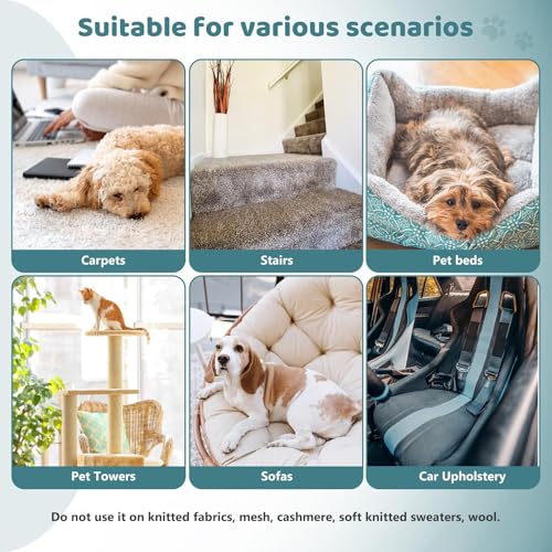 Carpet Rake for Pet Hair Removal, FireBee 47" Adjustable Long Handle Pet Hair Remover, Self-Locking Fixed Nylon Head, Easy Storage, Large Fur Scraper Tool for Rugs, Couch, Stair & Pet Beds