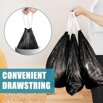 Small Trash Bags Drawstring 120 Count, JUKFITA Extra Strong 4 Gallon Garbage Bags, Unscented Trash Can Liners fit Bathroom Kitchen Office, Dark Black - color: Black, size: 120 Count (Pack of 1)