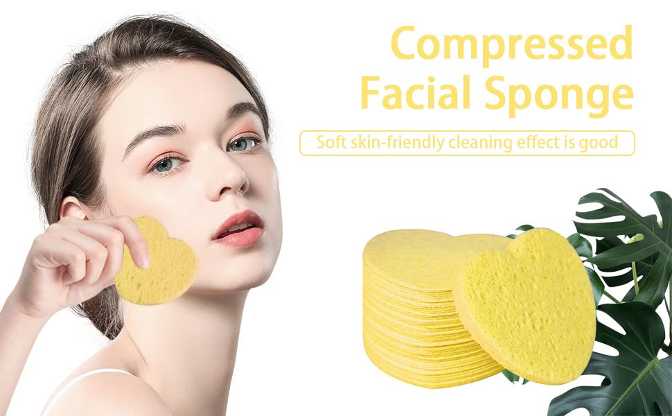 50-Count Facial Sponges Compressed, 100% Natural Cellulose Face Sponge Professional Cosmetic Spa Sponges for Face Cleansing, Exfoliating Mask, Makeup Removal for Travel and Home, Yellow - color: 50- Pack Yellow