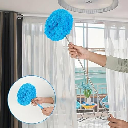Duster Mop with Extension,Dust Mop Reusable Fan Cleaning Tool for Home, Car, Office, Blades, Windows, Glass Furniture,Blue - color: Blue