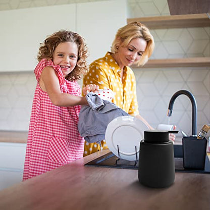 Soap Dispenser Ceramic with Easy-to-Press Pump Hand Lotion Liquid Dispenser for Shampoo Bathroom Kitchen 12 oz Black - color: Liquid-brownblack