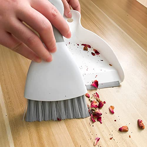 Dust pan Broom Brush Dustpan - Dustpan and Brush Set,Mini dust Pans with Brush,Dust Pan and Brush Set for Table, Key Board, Cat, Dog and Other Pets, Dust Pan Brush Nesting Tiny Cleaning Broom（Gray） - color: Gray, size: 1 Set