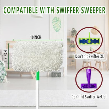 Reusable Microfiber Mop Pads Washable Wet Pads Compatible with Refills for Swiffer Sweeper Wet & Dry Sweeping Cloths Mop Head Replacement for Household Cleaning - size: White 4PCS
