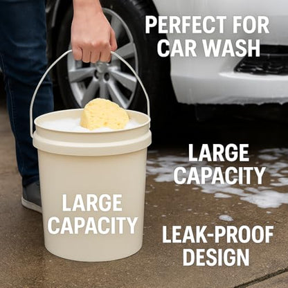 2-Gallon Plastic Utility Bucket with Comfort Grip Handle – Durable Round Pail for Cleaning, Gardening, Mixing & Storage, Lightweight White (1 Pack)