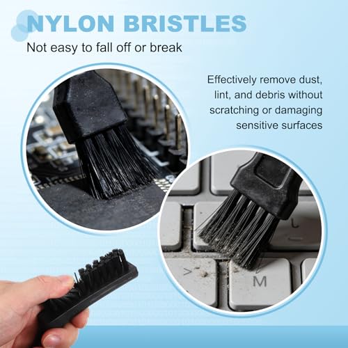 PATIKIL ESD Brush, 3Pcs Electronic Cleaning Brush Set with Tweezers Anti Static Cleaning Tools Plastic Pointed Tip Nylon for PCB Computer Keyboard Camera 3D Printers, 20x97mm Bristles