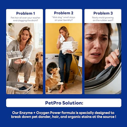 Washing Machine Cleaner Tablets Pet Pro, 30 Tablets Deep Cleaning Washer Cleaner for Pet Hair Residue & Odor Removal, Descaler for Front Load, Top Load & HE Washing Machines