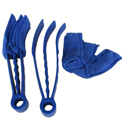 3Pcs Reusable Blind Cleaner Brush Set Dusting Tool for Blinds Shutters Curtains Washable Detachable Microfiber Duster for AC Vents Car Vents Window Blinds, Blue
