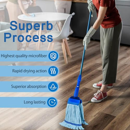 10-Pack Large Microfiber Tube Mop Refill Heads, 400 GSM, Commercial Wet Mop Replacement Heads, Thick Microfiber Fiber, Blue - size: 10 Pack