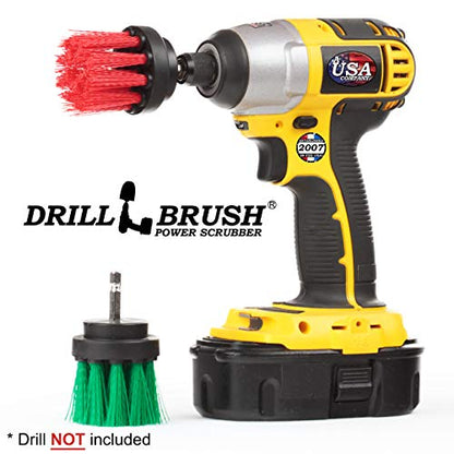 Kitchen Accessories - Round Brush - Kitchen Sink - Drill Brush - Medium Green and Stiff Red 2-inch Spin Brush Set - Grout Cleaner - Stove, Oven Rack, Tile - Bird Bath - Algae, Mold, Mildew, Moss - color: Green / Red